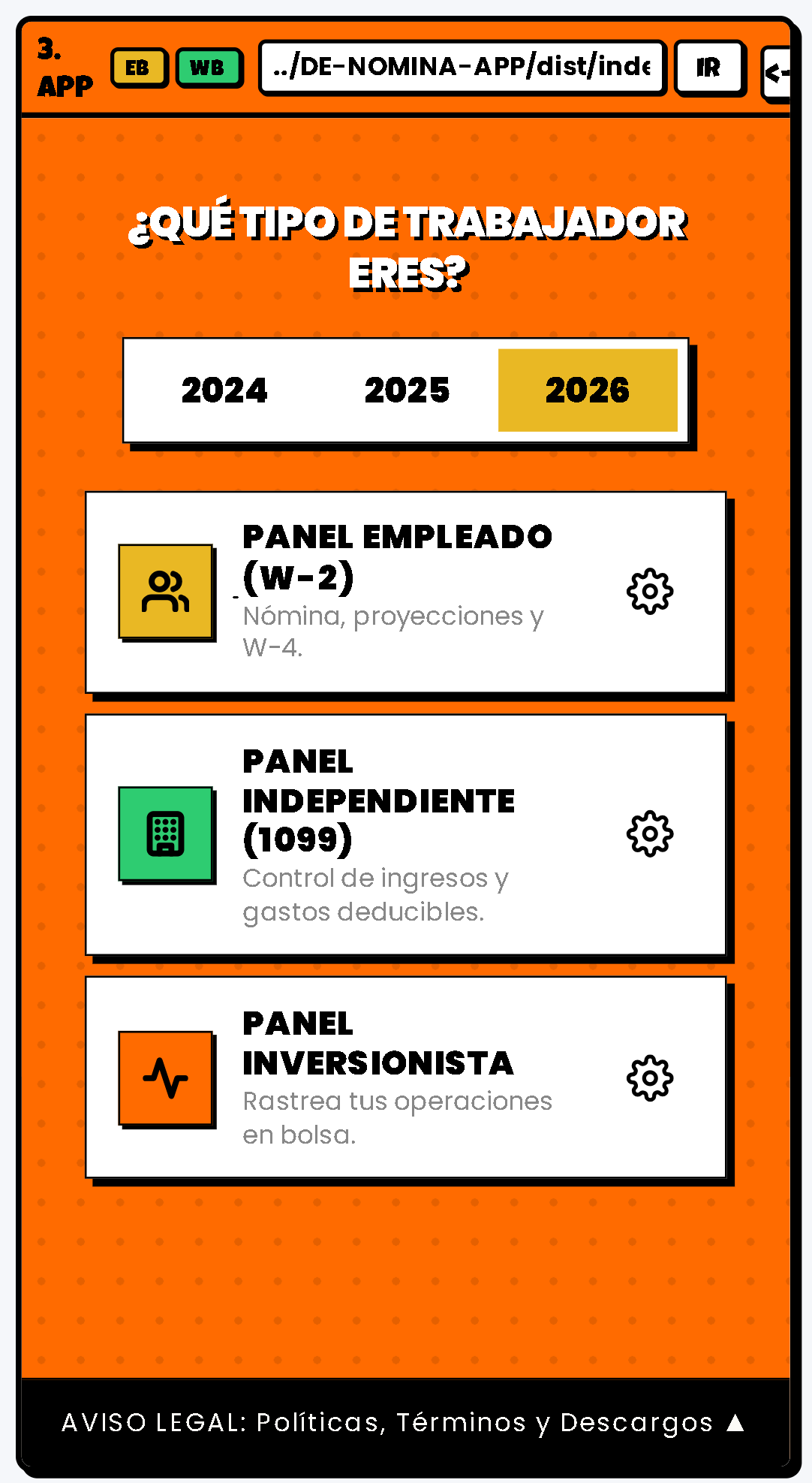 Pantalla de perfiles de la App